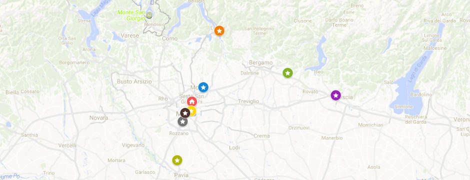 mappa delle sedi dei corsi di joomlalombardia